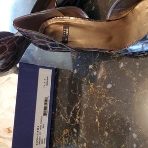 Stuart weitzman croco brown leather d'orsay pump
